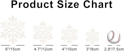 Miniatura 6 de XmasExp - Juego de adornos de mini copos de nieve con purpurina de 100mm4 pulgadas para colgar en el árbol de navidad, decoración de plástico para