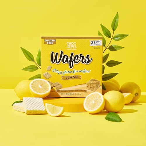 Image of ChocZero Sugar Free Lemon Wafer Cookies, No Sugar Alcohols, Keto, Gluten Free, High Fiber, 16 Count, 8 oz Box