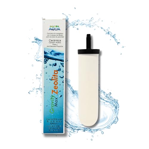 DOCTOR AGUA Recambio Filtro de Agua Cerámico GRAVITY MAX con ZEOLITA para Equipos de Gravedad - Ultra filtración de 0,5 Micras - Sistema de Filtrado 3 Fases