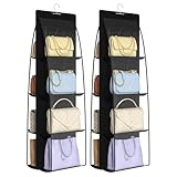 Jollygleam 2 Packs 8 Pockets Black Handbag Hanging Purse Organizer for Closet, Purse Storage, Purse Hanger and Handbag Organizer for Space Saving