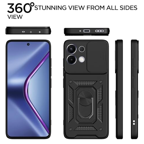 Image of Luxe Back Cover for Oppo K13 Turbo 5G / Oppo K13 Turbo Pro 5G | D10 Tough Armor Case | Sliding Camera Shield | 360 Protection | Kickstand Ring Holder | Military-Grade Bumper Case