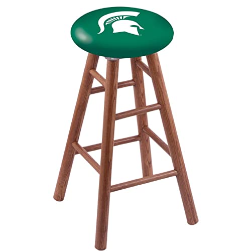 Holland Bar Stool Co. Oak Bar Stool in Medium Finish with Michigan State Seat by The