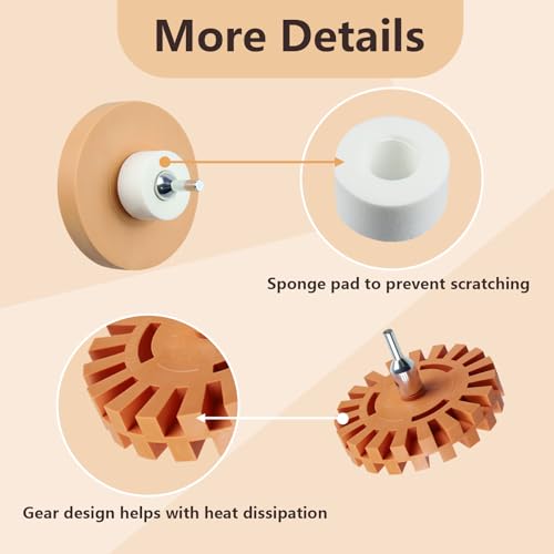 NineSSJLY 2 Stück Folienradierer Aufkleber Entferner Set – 4 Zoll & 3,5 Zoll Radierer für Akkuschrauber – Klebereste Entferner Auto, Klebstoffentferner für Lack, Elektrischer Radiergummi für Aufkleber