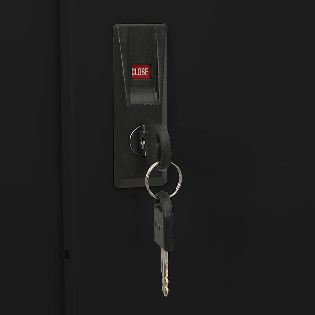 Armario de oficina con puerta corredera antracita 90 x 40 x 180 cm de acero y vidrio templado, con cerradura, con 3 estantes ajustables, ideal para oficina, sótano, garaje, con espacio de