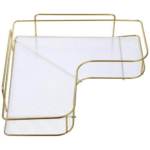 Kichvoe Estante de Esquina de Baño sin Perforaciones, Organizador Adhesivo de Pared en Acrílico Dorado, Soporte Compacto para Champú y Artículos de Higiene, Almacenamiento Práctico