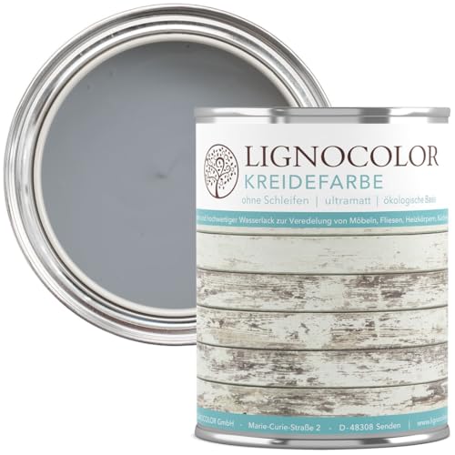 Lignocolor Kreidefarbe Lack Landhaus Stil Vintage Look Chalky 1kg (Moon Grey)