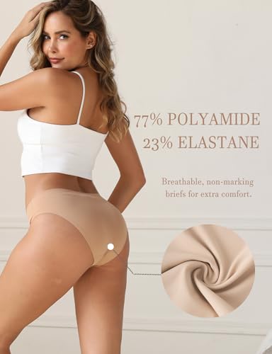 Image of Women's Seamless Underwear Stretch Bikini Panties No Show Invisible Hipster XS to 3XL 6 Pack