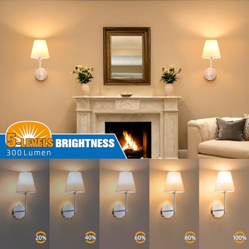 Image of NIORSUN 14.5 inch Battery Operated Wall Sconce Set of 2,Brushed Nickel Rechargeable Wall Lights with 10400mAh Dimmable Bulbs and Remote,9 Colors Wireless Sconces for Bedroom Living Room Decor