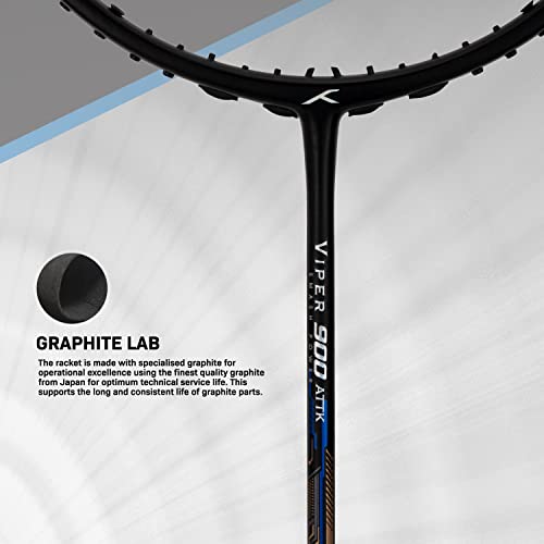 Image of Hundred Viper 900 Carbon Fibre Strung Badminton Racket with Full Racket Cover