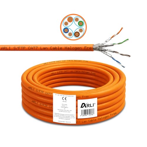 ARLI CAT 7 Verlegekabel 25m Netzwerkkabel CAT.7 LAN Halogenfrei Installationskabel SFTP S/FTP CAT7 PIMF Kabel Netzwerk Verkabelung Datenkabel AWG23/1 geschirmt Gigabit Kupfer Ethernet Klasse F 25 m