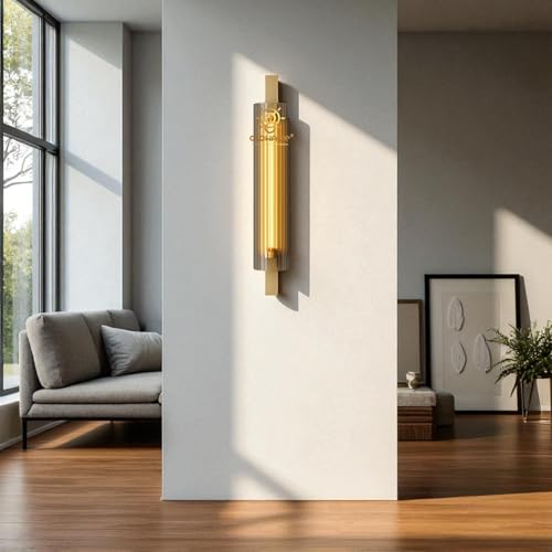 Image of Glowave Golden Acrylic Light Long Cylindrical Wall Lamp Light for Living Room Bedroom Bedside - Tricolour (White, Warm White, Natural White) (552-GD)