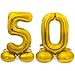 Produktbild Stehende XXL-Folienballon-Set Zahl 50 in Gold als Deko für Geburtstag, Party, Jubiläum und Goldene Hochzeit | Höhe: 72cm mit Basis | kein Ballongas notwenig | Zahlen Ballon Dekoration Folienballons
