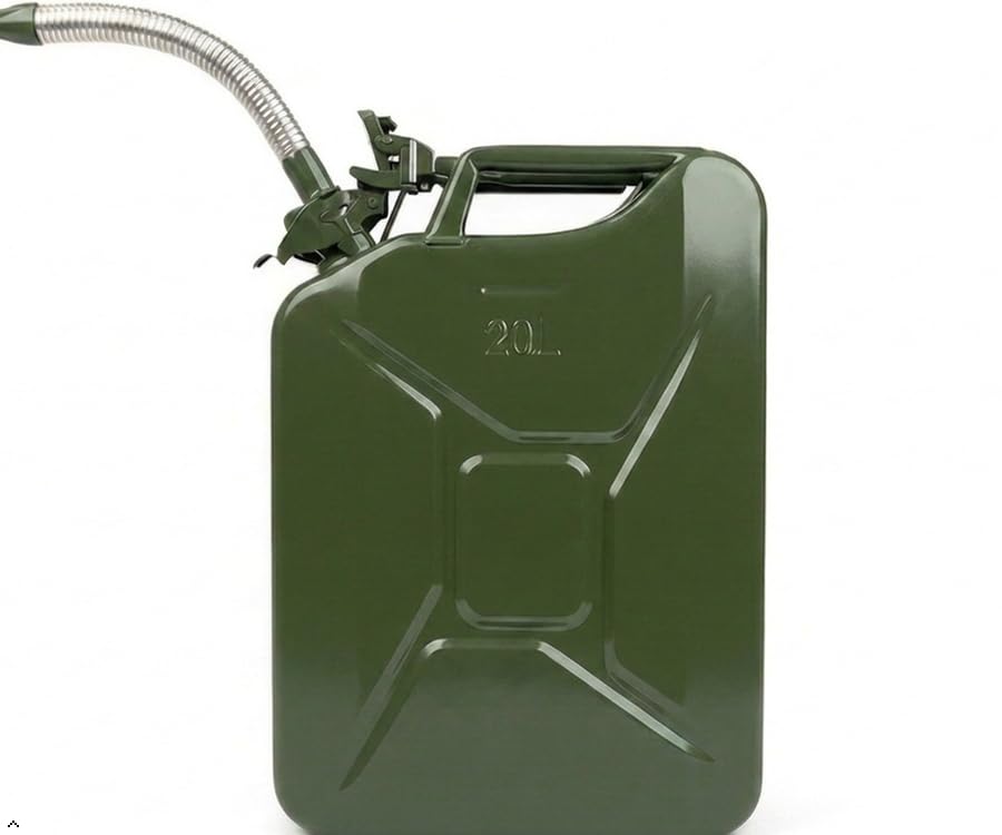 AXL's UN and PESO Certified 20L Heavy Duty Metal Jerry Can with Flexible Steel Spout | Leak-Proof Fuel Storage Can | Steel Petrol & Diesel Container | NATO Style Jerry Can | Green-image-25