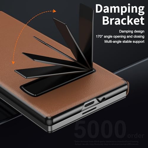 Image of for Samsung Galaxy Z Fold 8 Ultra Magnetic Flip Folding Case, Multi-Angle Bracket, High Classy Luxurious Business Leather, Full Body Hinge Protective Slim Cover.(Brown)