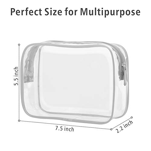 Clear Makeup Bag, Packism Waterproof Tsa Approved Toiletry Bag Quart Size Bag, Clear Makeup Bags With Zipper Travel Cosmetic Bag, Carry On Airport Airline Compliant Bag, 3 Pack, Grey #TOP2