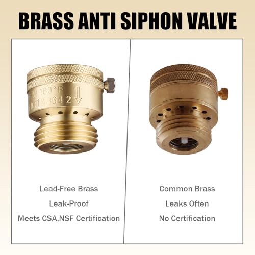 2 PCS Brass Vacuum Breaker, 3/4\'\' Solid Lead-Free Compliant Brass Anti-Siphon Hose Bib Valve, Backflow Preventer for Garden Hose Check Valve, Garden Spigot RV