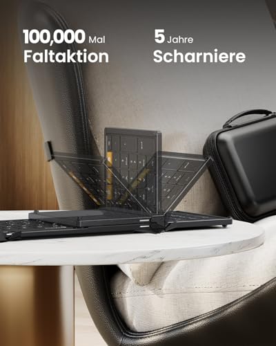 ProtoArc XKM01 Faltbare Tastatur und Maus | Full-Size Bluetooth Tastatur Klappbar mit Ziffernblock | |4G+Dual Bluetooth 