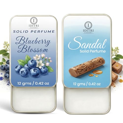 Image of Solid Perfume |sandal&blueberry blossom Alcohol Free Wax Perfume Balm, Long Lasting | Pocket Tin 12g, Pack Of 2| Non Greasy Smooth Glide, Travel Friendly Unisex Gifts He Or Her