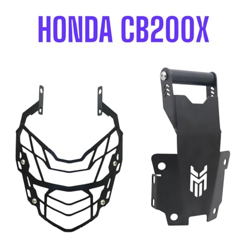 Image of Milachin Heavy Duty CB200X GPS Mount with Headlight Grill /Jaali Protector Head Light Guard Protector Grill, Black Suitable for CB200X.