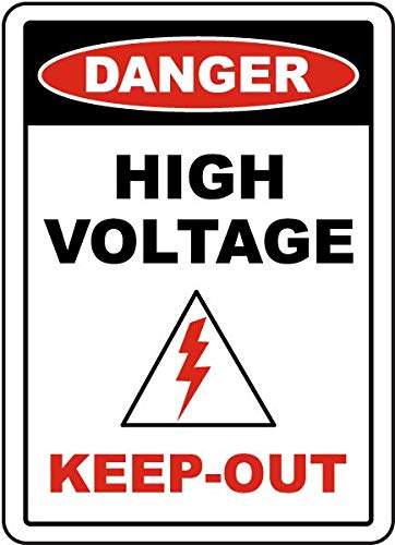 Danger High Voltage Keep Out PVC Waterproof Metallic Matte Sticker with Transparent Acrylic Sheet Free Set of Bolt | Screw | Stud Finishing Safety Signature for Walls Removable_AC4296_21480