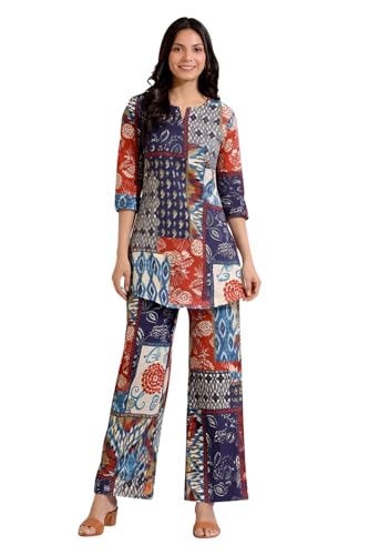 Image of Leriya Fashion Kurta Sets for Woman | Co ord Set for Women Stylish | Kurti Set for Woman | Short Kurti for Women | Kurtis | Ethnic Floral Straight Printed Kurta Set's with Palazzo Pants