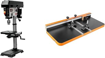 JET 12-Inch Variable-Speed Benchtop Drill Press Bundle with WEN 24-by-12-Inch Drill Press Table and Fence