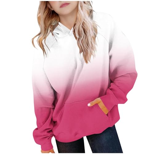Cute Hoodies for Teen Girls Preppy Hooded Sweatshirts Oversized Long Sleeve Shirts Gradient Clothes for Girls