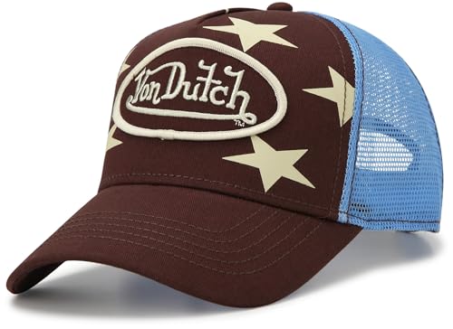 Von Dutch Womens and Mens Trucker Hat - Mesh Back Curved Brim Americana Hats for Men and Women with Snap Back Closure Size One Size Burgundy