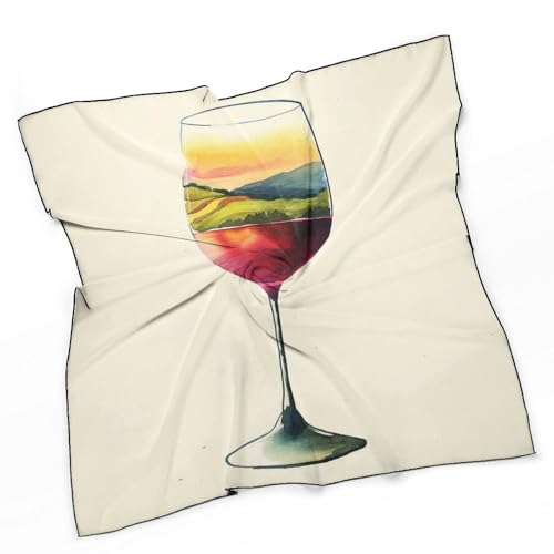 Wine Glass Women Hair Scarf Square Silk Like Head Scarves Handkerchief Satin Neck Scarf3