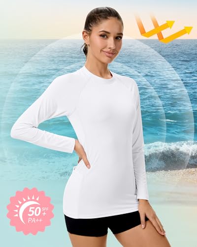 Janmercy 3 Pack Rash Guard for Women UPF 50+ SPF UV Sun Protection Swim Shirts Long Sleeve Workout Tops with Pockets3