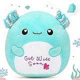 Easfan Get Well Soon Axolotl Plush Pillow Soft Cute Salamander Plush Feel Better for Women Men Get Well Soon Gifts for Kids Patient
