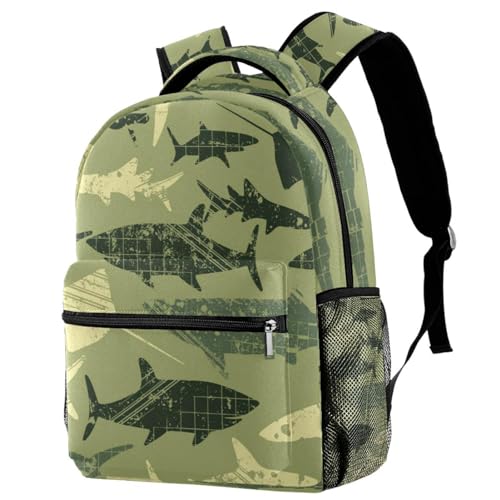 Sac à dos d'école ergonomique contre le mal de dos motif requins militaires 40cm