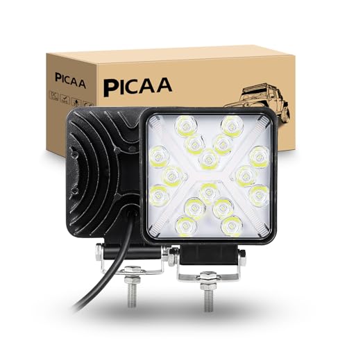 PICAA Luci da lavoro a Led, 2 Pezzis 4.1 Pollici 48W Spot Faro da Lavoro Led, Per Auto Fuoristrada Trattore Camion ATV 4x4,12V 24V doppio colore 3000K 6000K Bianco Ambra