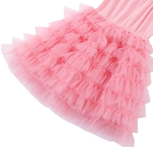 Image of GSVIBK Baby Girls Tutu Dress Sleeveless Toddler Cotton Tulle Skirt Princess Party Prom Dresses