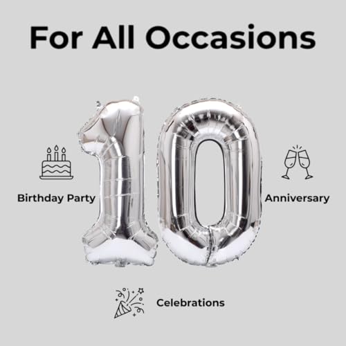Image of YPSelected 32 Inch Large Foil Helium Number Balloon Birthday Wedding Party 0-9 (Silver, 1)