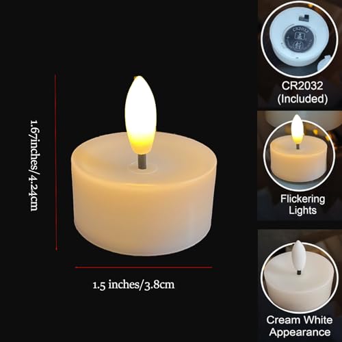 Image of Magiq 12 PCS Flameless LED Tea Lights Flickering White Battery Operated, Electric Fake Tealight Candles Long Lasting for Romantic Night Wedding Birthday Party Valentine's Day Christmas Home Decor