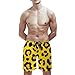 Mens Quick Dry Swim Trunks, Fashion Swimming Board Shorts with Mesh Lining Animal Skin Cheetah Leopard Leather Print Yellow Drawstring Summer Bathing Suit Beach Shorts (L)