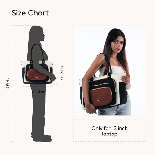 Image of Bayne Large Size Tote Bag with Lunch Compartment | Laptop Bags for Women Office Use | Waterproof Handbag for Women | Elegant Office Bag for Woman | Tote Bag for Woman | 13 inch Laptops