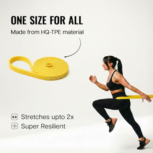 Image of Wiselife Fabric Resistance Power Band, Pull Up Bands, Pull Up Assistance Bands, Workout Bands, Exercise Bands, Resistance Bands For Legs, Working Out, Muscle Training, Pull Up Assist Upto 7Kg(Yellow)