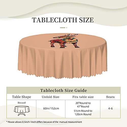 Pooedso Christmas Reindeer Tablecloths 60In Round Lace Waterproof Family Table Cover Tablecloth Kitchen Outdoor Party Decoration Tablecloths #TOP4