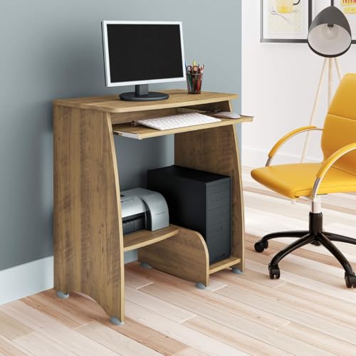 Mesa Escrivaninha para Computador com Prateleira Retrátil Pixel Pinho