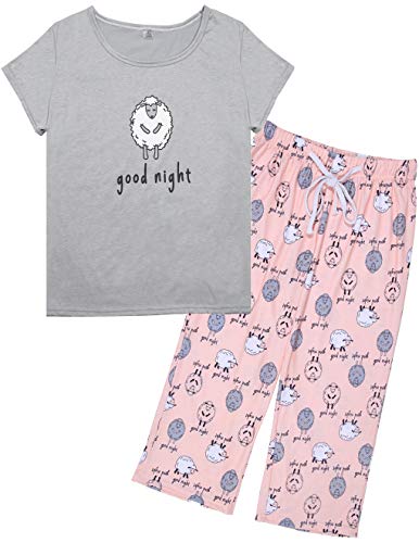 Hong hui women's capri pajama sets plus size sleepwear 2 piece la…