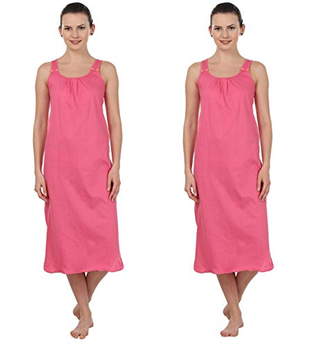 Image of BLAZON Women's Cotton Hosiery Solid Maxi Nighty Slip (Pack of 2) Available Sizes: S, M, L, XL, 2XL, 3XL, 4XL, 5XL