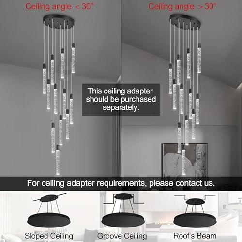 Image of 12-Lights Bubble Crystal Chandelier for Entryway High Ceiling,Black
