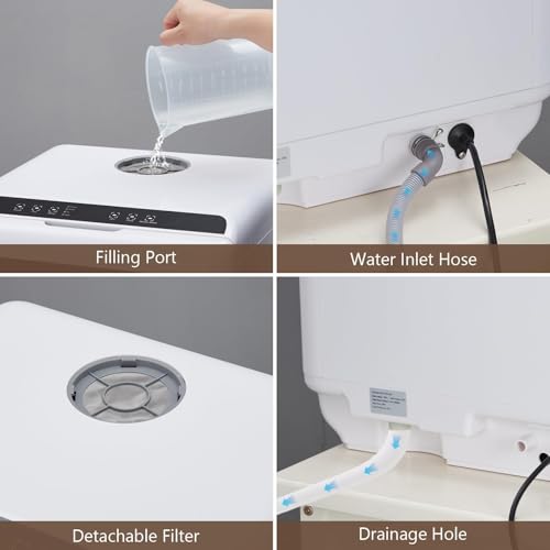Mini lavavajillas, lavavajillas de mesa con 4 lugares, tanque de agua integrado de 4,5 L, 5 programas, dos modos de suministro de agua, arranque retardado, ideal para familias pequeñas y parejas