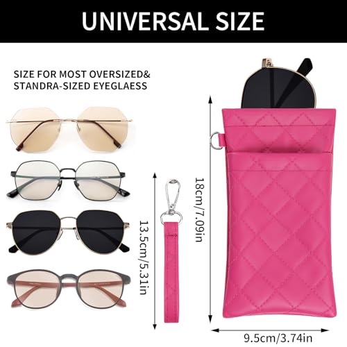 Image of Double Eyeglass Case Soft Dual Glasses Case for Women Men Travel Squeeze Top Sunglasses Cases Eyeglasses Pouch