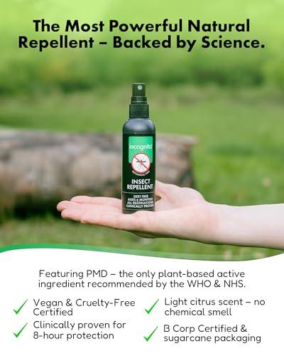 Incognito Insektenschutzspray 100 ml - Natürlich DEET-frei, schützt vor einer Vielzahl von stechenden Insekten. Klinisch nachgewiesener Schutz vor Dengue-übertragenden Mücken, organischer Mückenschutz
