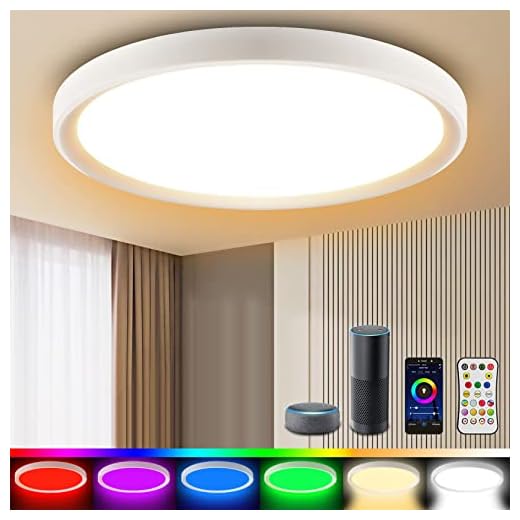 LED Lámpara de Techo Compatible con Alexa y Google Home, 24W 30cm Plafón Techo Regulable Wifi RGB Colores, Luz Techo Inteligente por Dormitorio Salon Cocina Baño Pasillo Habitacion Infantil Juvenil