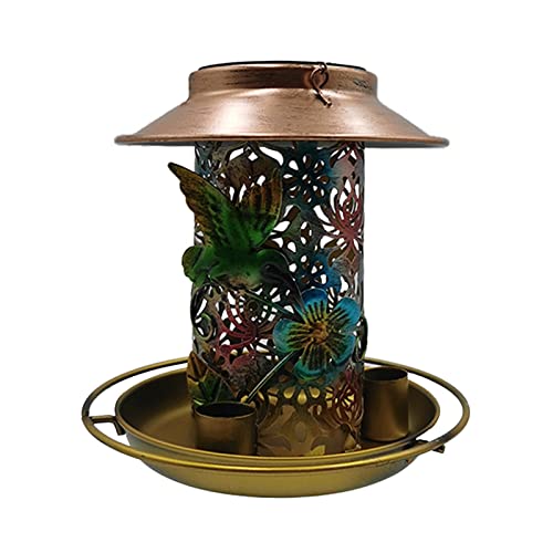 Solar Led Outdoor Hanging Bird Feeder, Metal Wrought Iron Solar Lamp Hollow Antique Durable Bird Houses, Bright Led Light, Long Lighting Time #TOP1