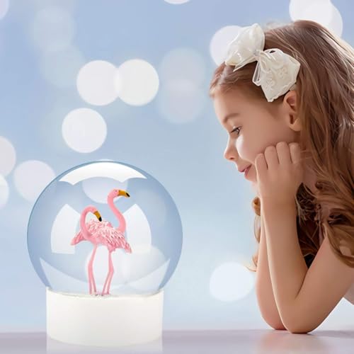 Flamingo-Schneekugel, Weihnachts-Schneekugeln für Mädchen, Kinder, Frauen, Erwachsene, 100 mm, Glitzer-Schneekugel, Geschenke für Valentinstag, Halloween, Geburtstag, Tischdekoration